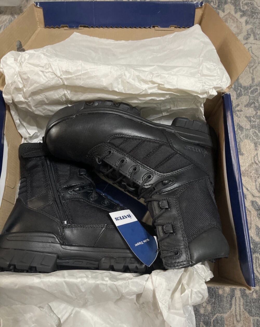 Women's Bates EO2700 Tactical Sport Side Zip Tactical Leather Black Boots 9.5